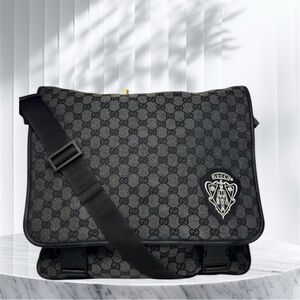 Gucci Denim Hysteria Double Buckles Messenger GG Canvas